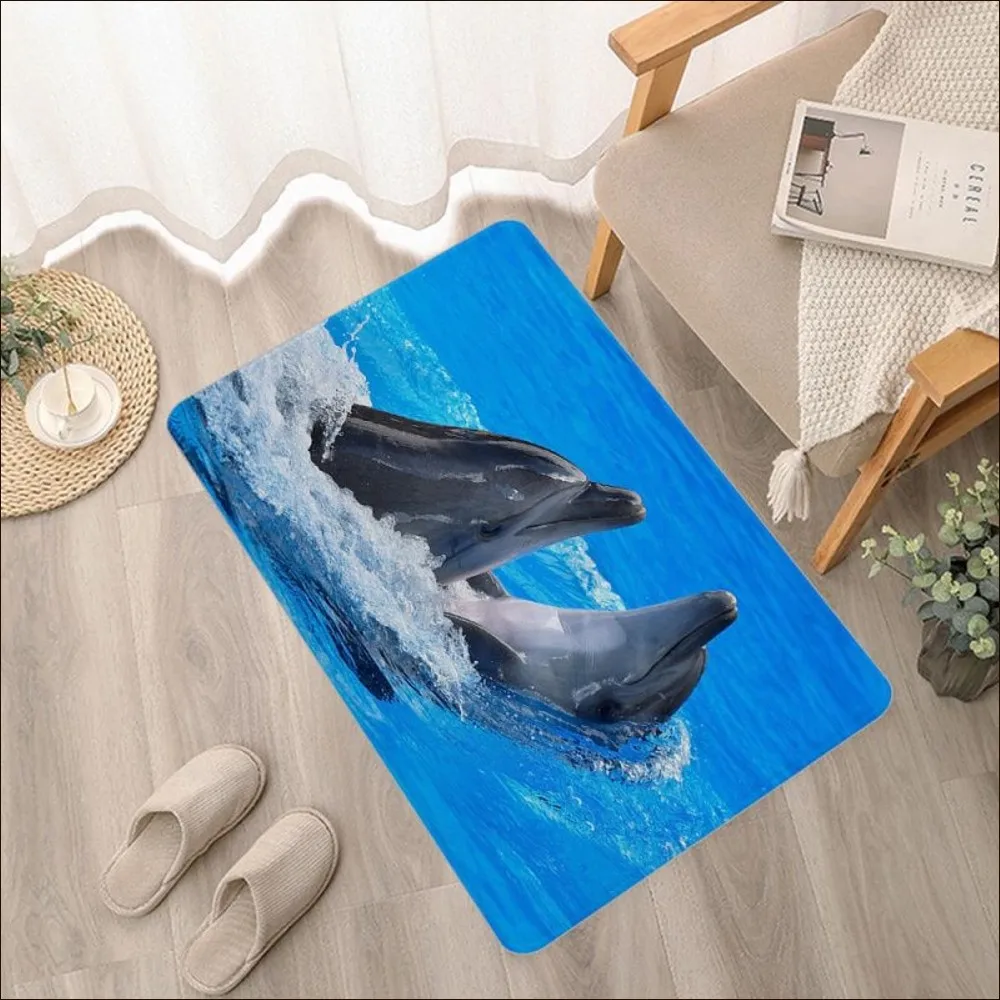 Подводный мир Дельфин Черепаха напольный коврик Прямоугольный