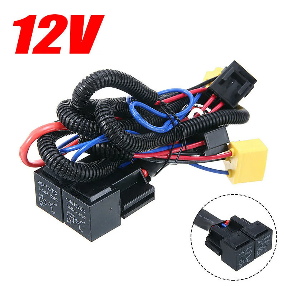 

Car Headlamp Harness H4 Halogen Lamp Brightener Relay Wiring Harness 12V Modification Light Bulb Socket Plug Car Accessories