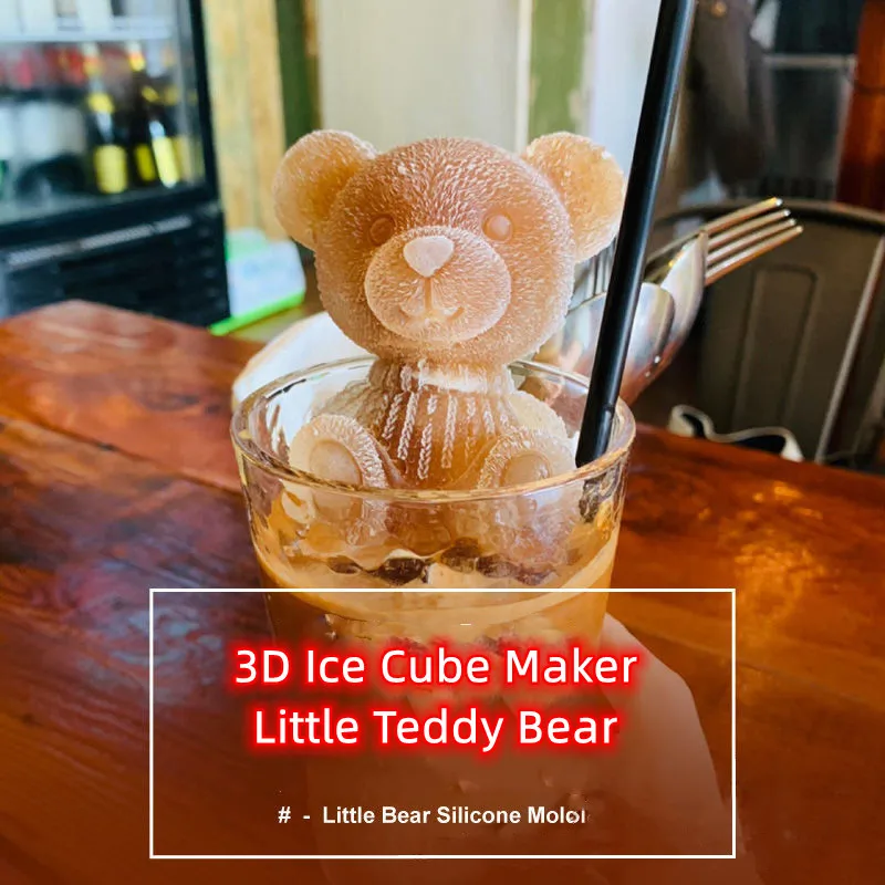 3D Ice Cube Maker Little Teddy Bear Shape Chocolate Cake Mould Tray Ice Cream DIY Tool Whiskey Wine Cocktail Silicone Mold