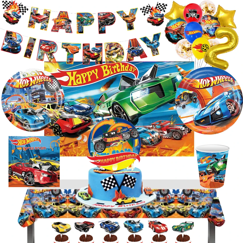 

Hot Wheels Car Theme Boy Birthday Party Decor Disposable Tableware Cup Plate Napkin Tablecloth Balloon Baby Shower Supplies
