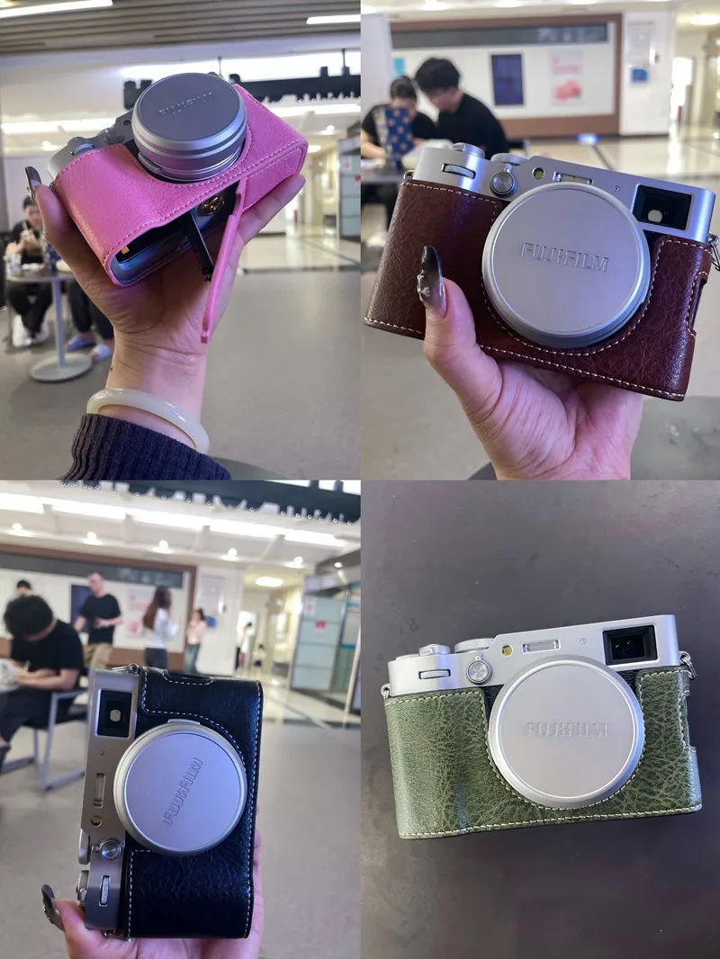 Кожаная сумка для фотоаппарата Fujifilm X100VI чехол полукрепление кожаная основа