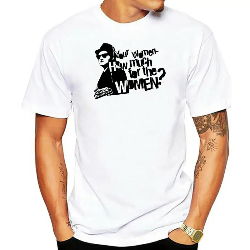 

T-shirt Novelty Cool Tops Men's Short Sleeve Tshirt Blues Brothers How Much Women White T-shirt Tee