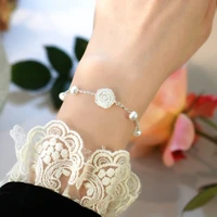 ashiqi natural freshwater pearl shell flower bracelet 925 sterling silver jewelry for women new trend