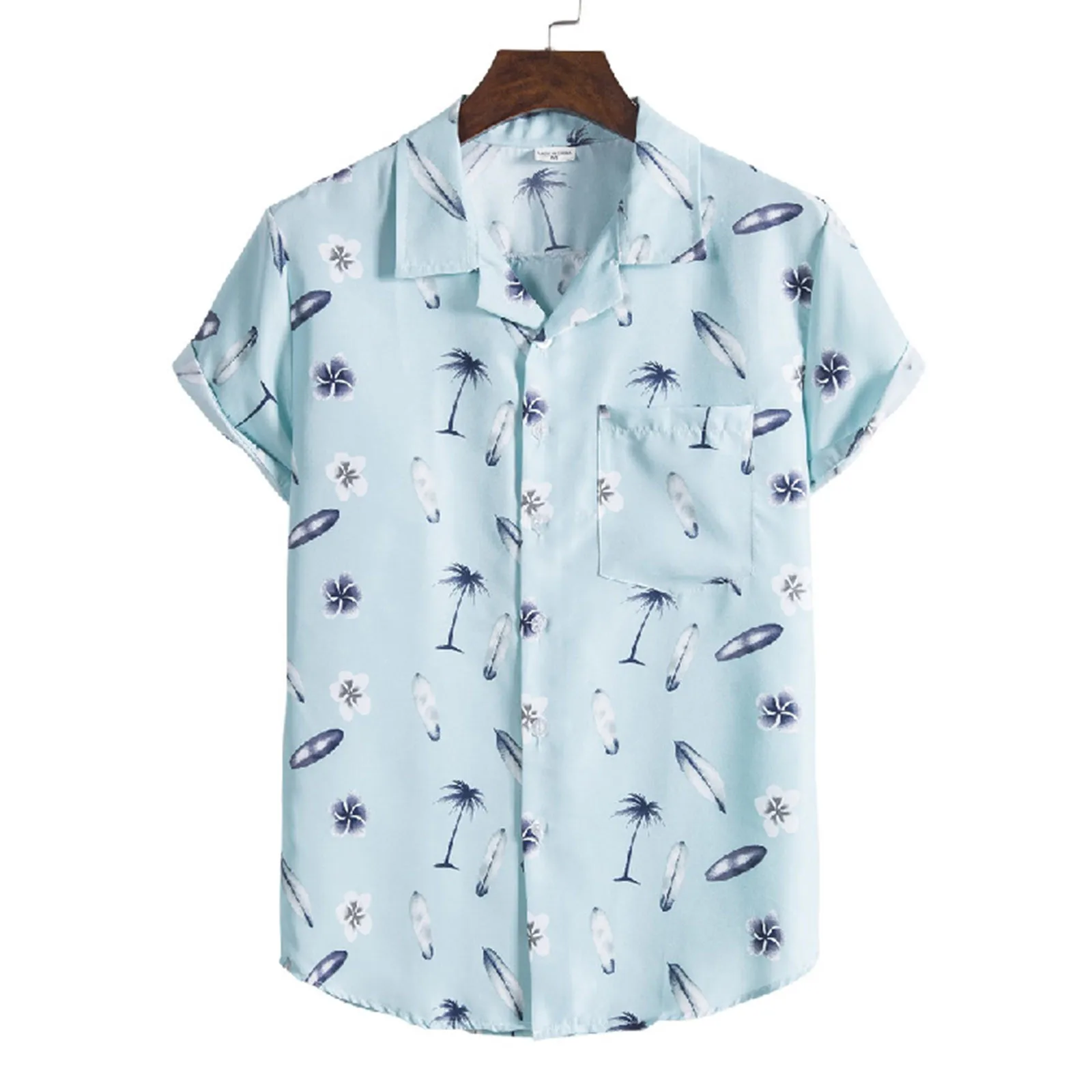 

Shirts Tops For Man Pocket Party Hawaiian Loose Tops Summer Clothes Men