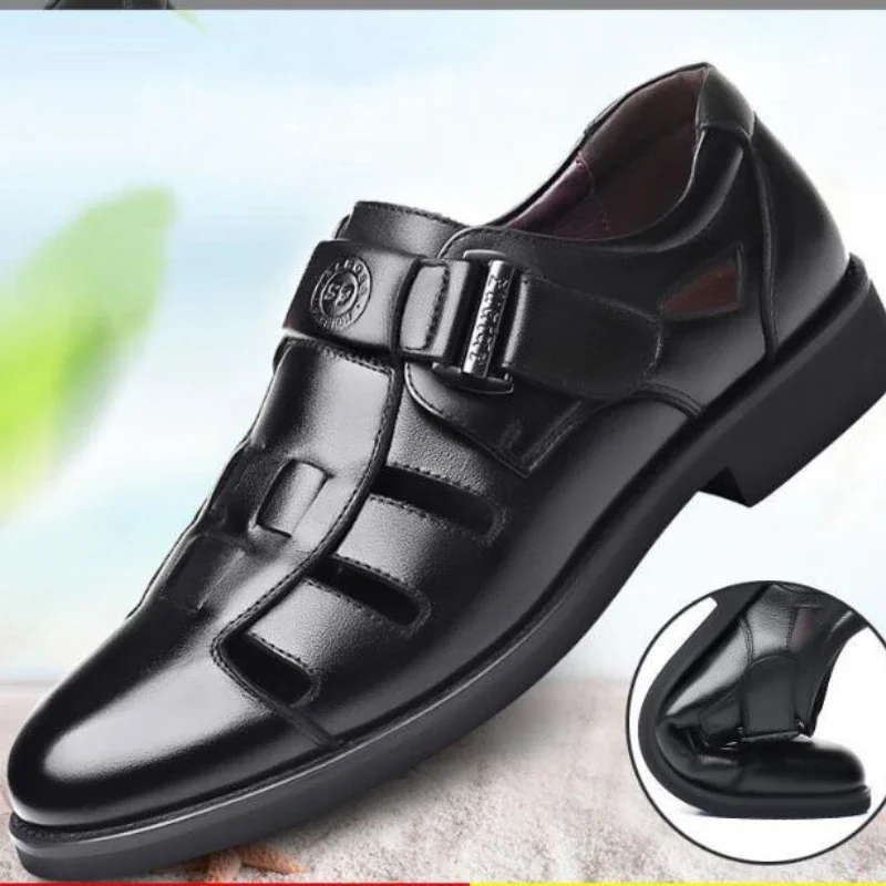 XIHAHA/летние мужские повседневные кожаные сандалии обувь из полой кожи дышащая