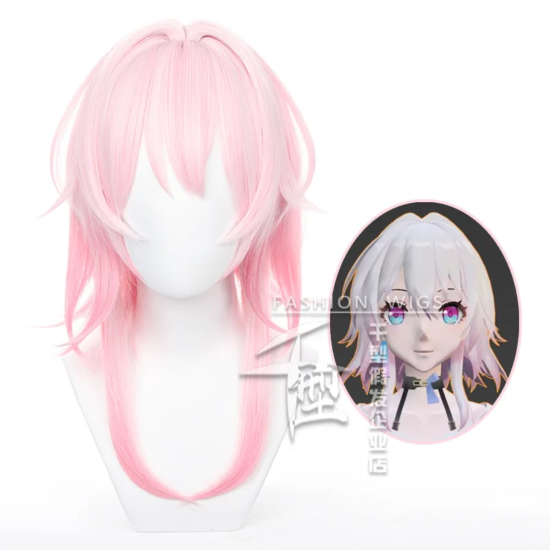 

Game Honkai Star Rail March 7th Cosplay Wig 50cm Wig Pink Gradient Wig Anime Role Play Wigs Heat Resistant Synthetic Hair