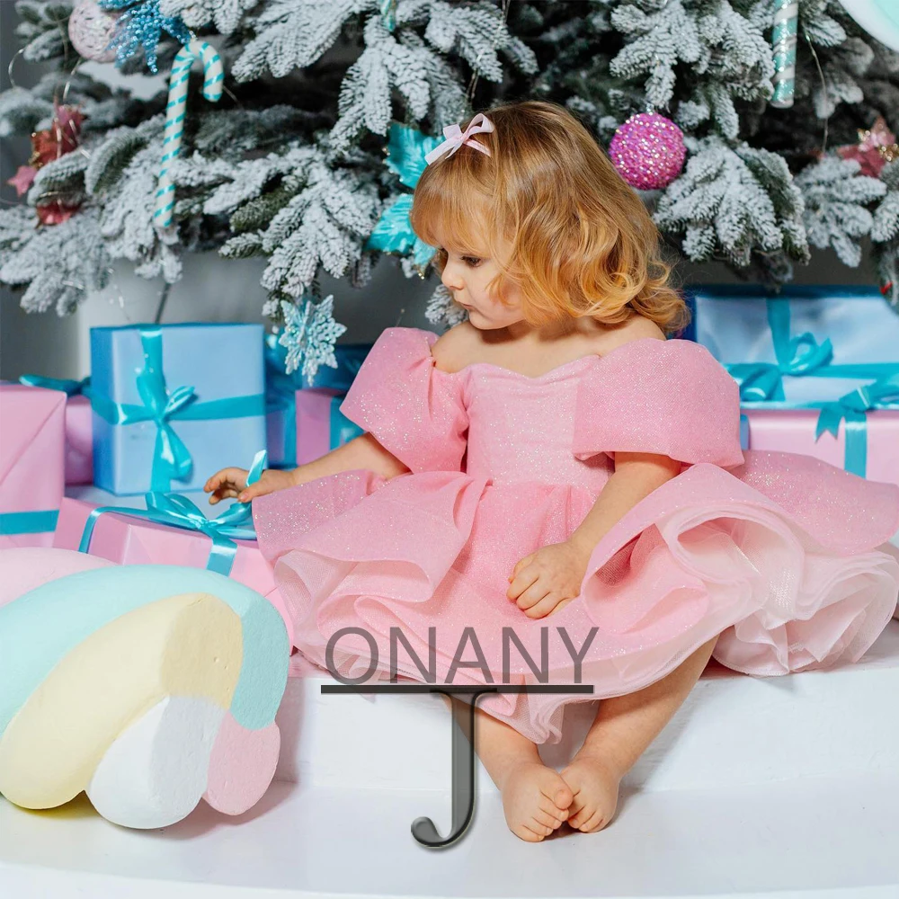 Простое платье JONANY с цветами для девочек, розовое блестящее платье для мамы, Прямая поставка, детское платье для первого причастия, красивое платье для вечеринки, платье с вырезом