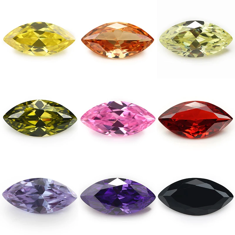 

Size 1.5x3mm-10x20mm 5A Marquise Cut Multi Various Color Cubic Zirconia Stone Loose CZ Stones Synthetic Gems Beads For Jewelry