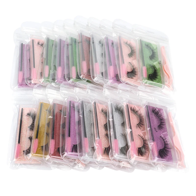 

Wholesale 4/20/100 pcs Fluffy Eyelashes Natural Mink False Lashes with Eyelashes Brush Tweezer Kit Tools for Eye Makeups Bulk