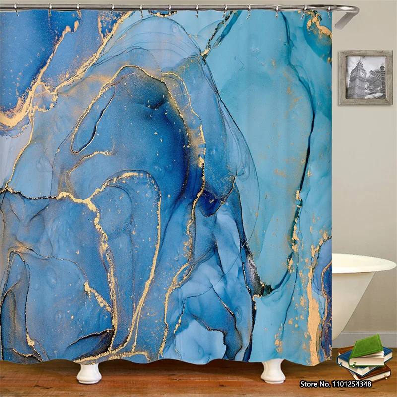 

Модная мраморная 3d-занавеска для душа с цифровой печатью, водонепроницаемая защита от плесени, украшение для ванной комнаты, занавеска для ...