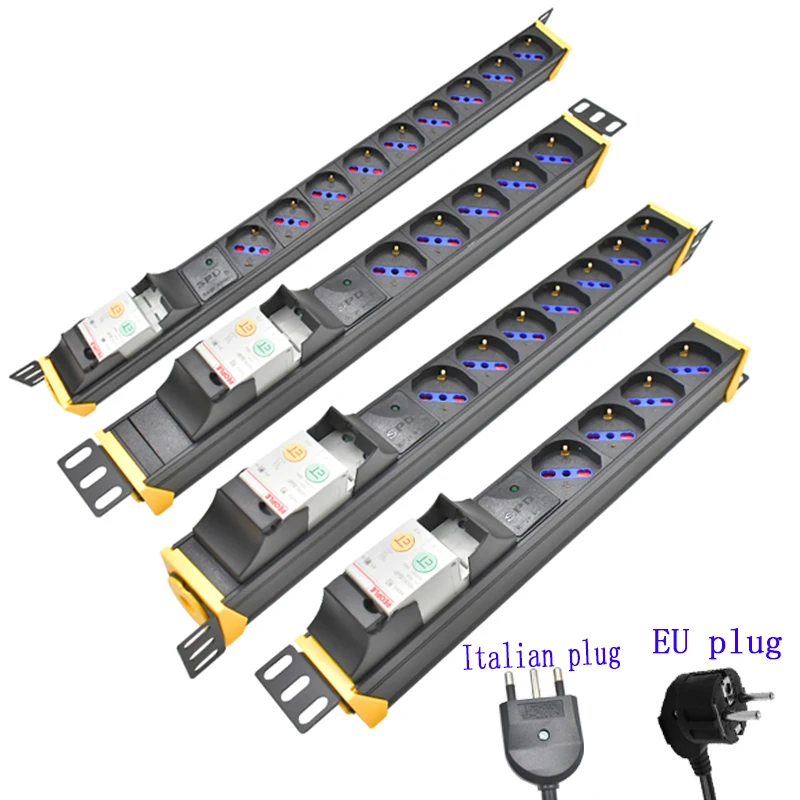 

PDU power strip network cabinet rack 1-9 way German Italian socket WIFI Switch 2M line 360 rotating bracket ammeter