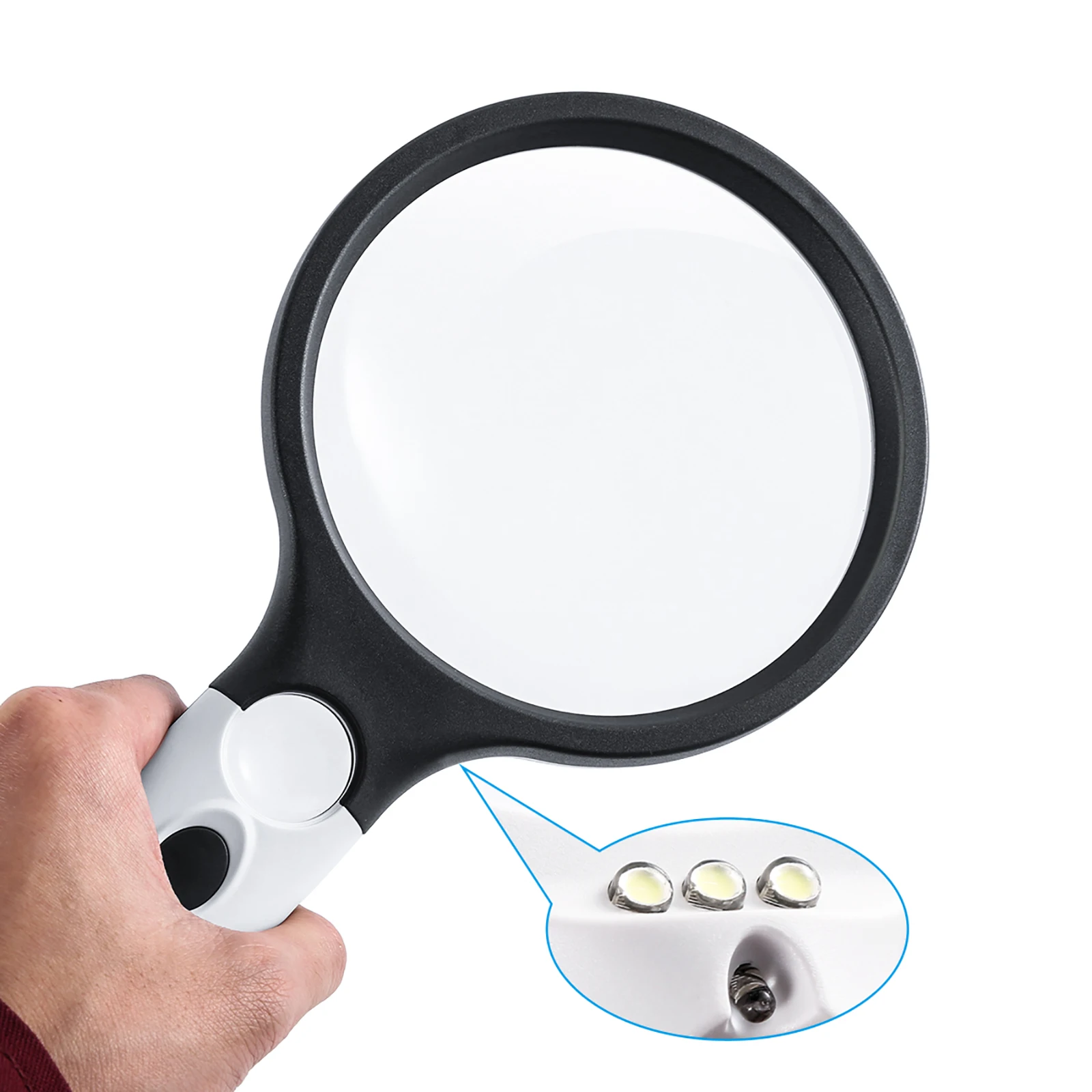 

4-LED Handheld Magnifying Glass with Light, 4X/30X Lens,Portable Illuminated Magnifier,For Reading, Macular Degeneration,