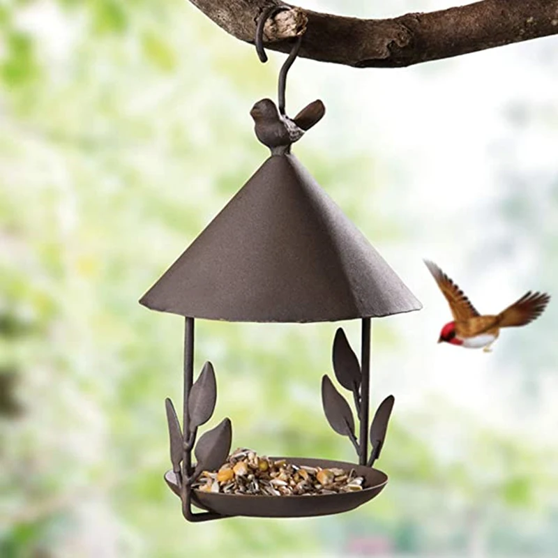 

Old Wrought Iron Bird House Bird Feeders Metal Old Iron Bird House Hanging Small Wild Bird Feeder Garden Craft Iron Pendant