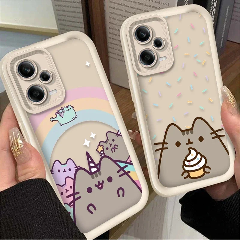 Милый чехол с радужным котом Pusheen для Xiaomi Redmi Note 13 12 11 Pro Plus 4G 5G 12S 11S 10S 10 9 9S 14C 13C 12C A3