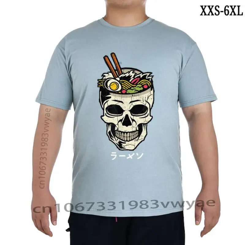 

Vintage Japanese Ramen Noodles Skull Brain Graphic TShirt Personalized Cotton Men' Tops Tees Camisa New Arrival T Shirt XXS-6XL