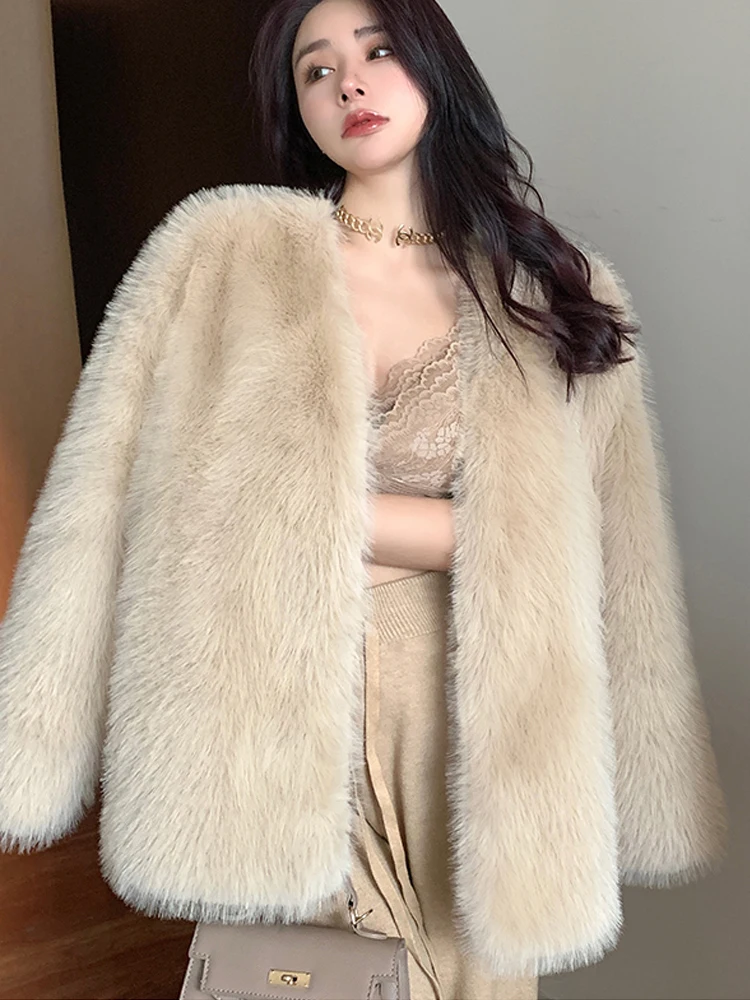 

2022 Winter New Fashion Women Long Faux Fur Coat Female Fuzzy Fur Coat Winter Thick Warm Fluffy Artificial Fur Jacket For Women