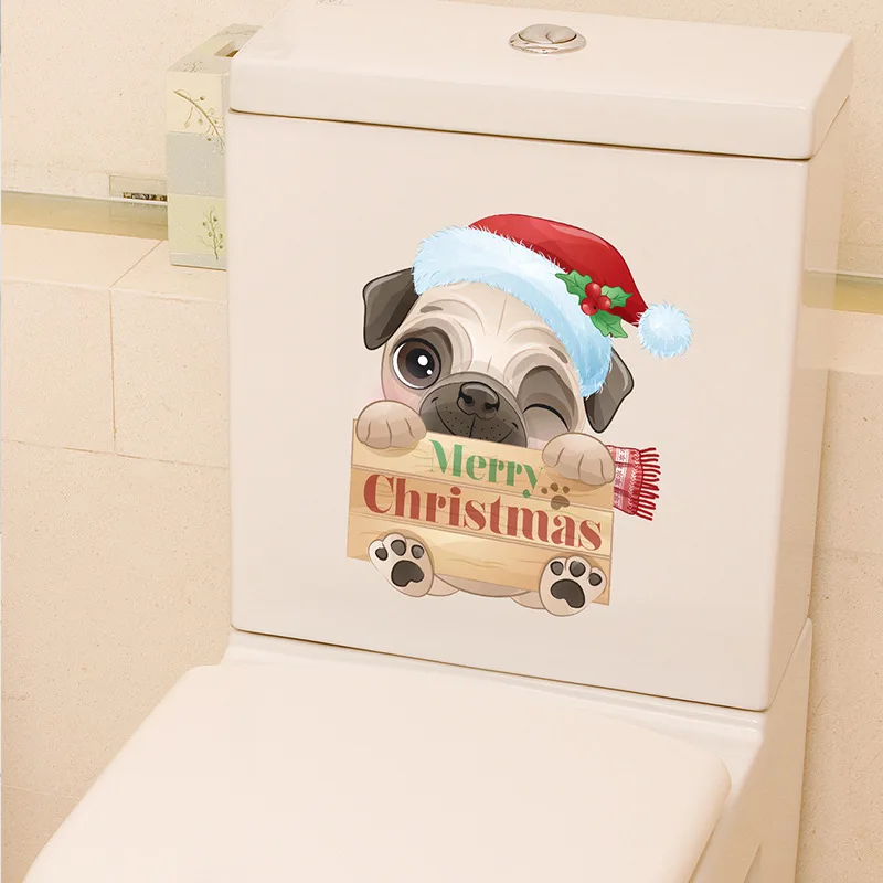 Картонные настенные наклейки с животными для Рождественского украшения 2023, декор для дома, наклейки для туалета, живые наклейки для детской комнаты, новогодний фестивальный обои.