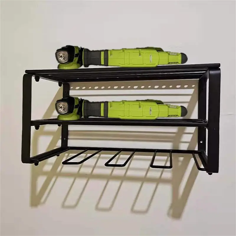 

Power Tool Rack Electric Drill Holder Wall-mounted Workshop Organizer Wrench Screwdriver Tools Storage Shelf Garage Accessories