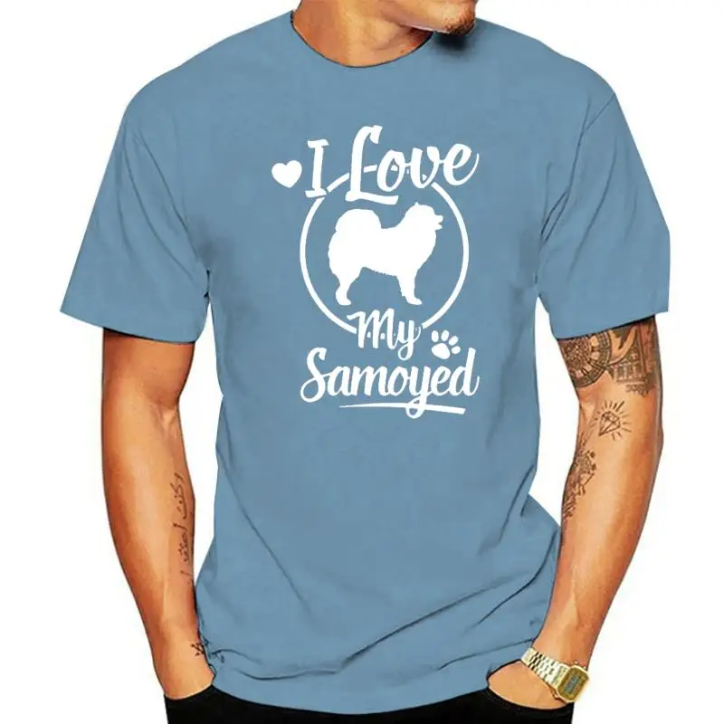 

Новинка, забавная Мужская футболка с надписью «I Love My Samoyed Heart Dog Owner», летние свободные стильные футболки с коротким рукавом и круглым вырезом