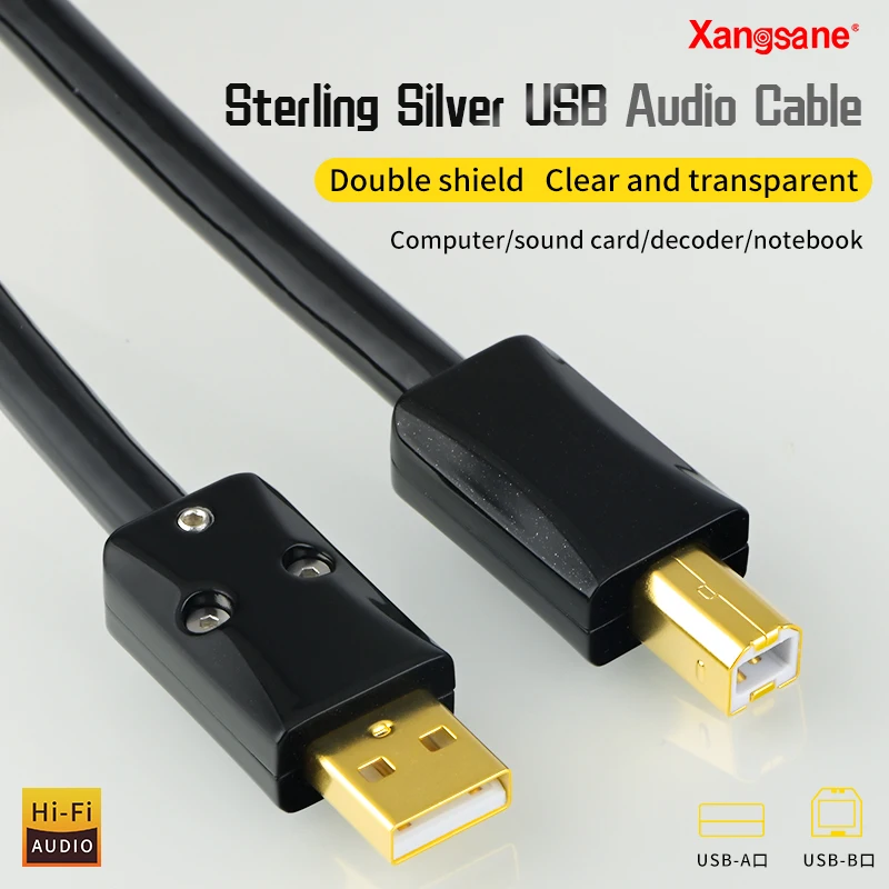 Фото Hi-Fi 4n стерлингового серебра Hi-Fi USB-кабель a to b обновление декодера данных USB dac/CD микшер кабель передачи проводки сильное разрешение №2