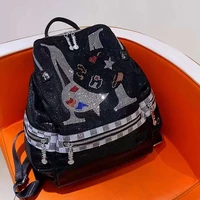 luxury brand women backpack split leather bagpack large capacity mochila para hombre rhinestone ita bag shoulder rucksack