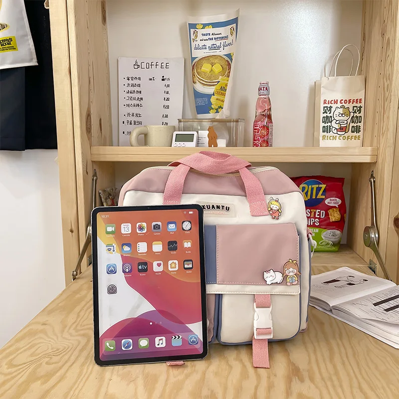 Женский рюкзак контрастных цветов в Корейском стиле женская сумка 2022 трендовая