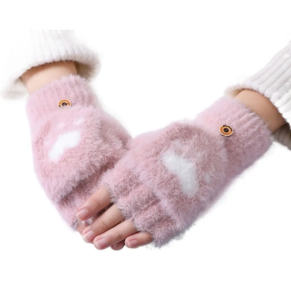 

Модные перчатки с принтом кошачьих лап, трикотажные перчатки для сенсорного экрана, зимние плотные и теплые мягкие пушистые перчатки для взрослых для мужчин и женщин