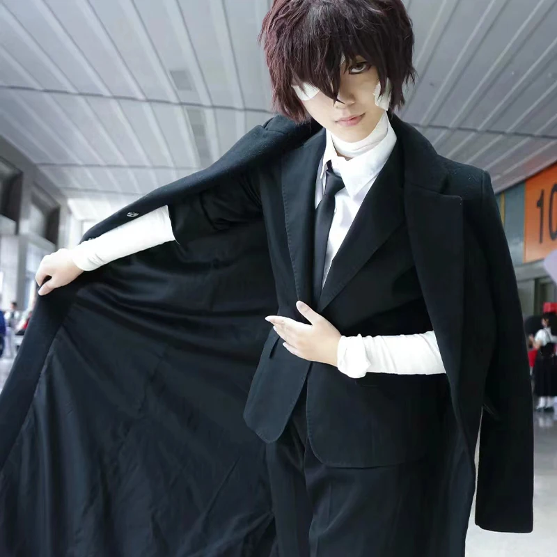 

Anime Bungou Stray Dogs Dazai Osamu Cosplay Costume Adult Men Long Jacket Coat Pants Uniform Outfit Christmas Party Gifts