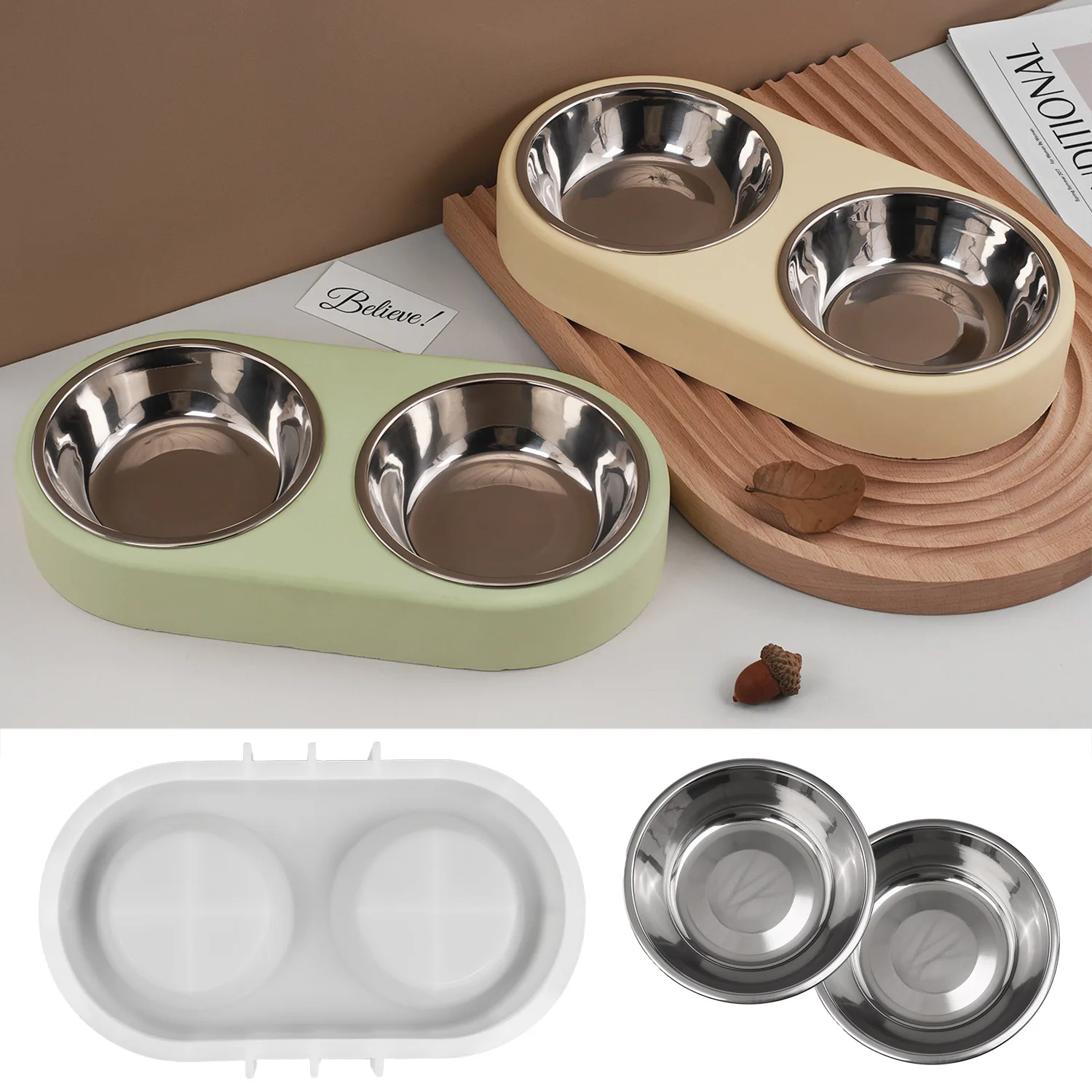 DIY двойная миска для корма для домашних животных, силиконовая форма для корма для домашних животных, контейнер для воды для собаккошек, аксессуары для изготовления инструментов, форма для бетонной штукатурки (art.: 3920cf1d2f263) - 3920cf1d2f263