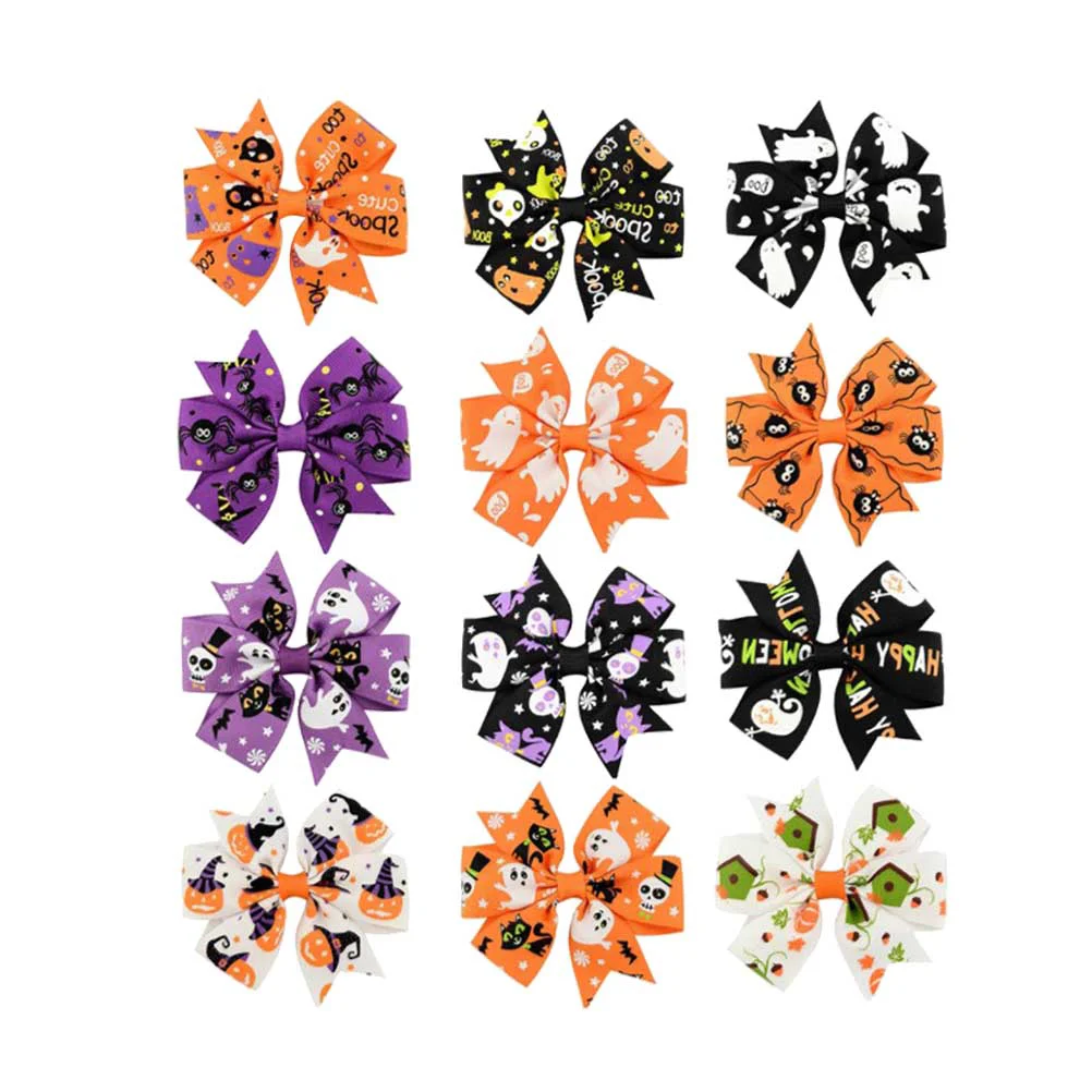 

12pcs Christmas Hair Bow Boutique Bows Hairpin Clip Party Hair Accessary For Kids Baby Girls