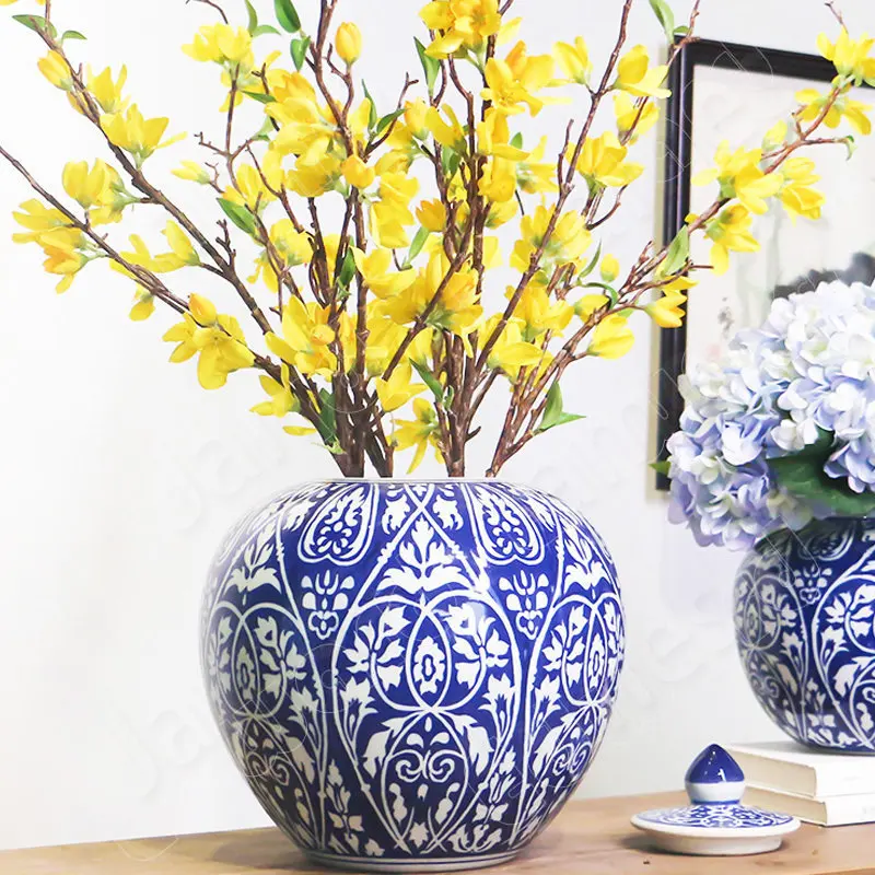 

Chinese Style Ceramic Vase Blue and White Porcelain Vases Ornaments Modern Home Creative Decoration Living Room Tabletop Crafts
