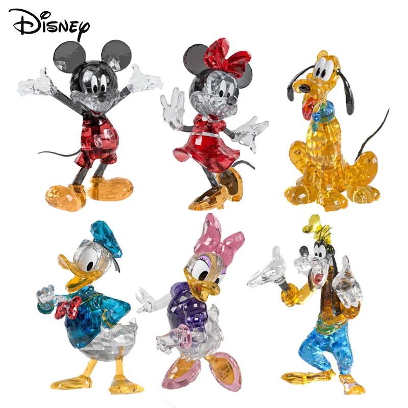 

Original Disney Mickey Magic House Plastic Building Blocks Minnie Donald Duck Daisy Goofy Assembled Figure Model Doll Toy Gift
