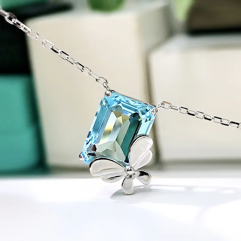 

Новинка 2023, женская подвеска-цепочка на воротник с голубым цирконием