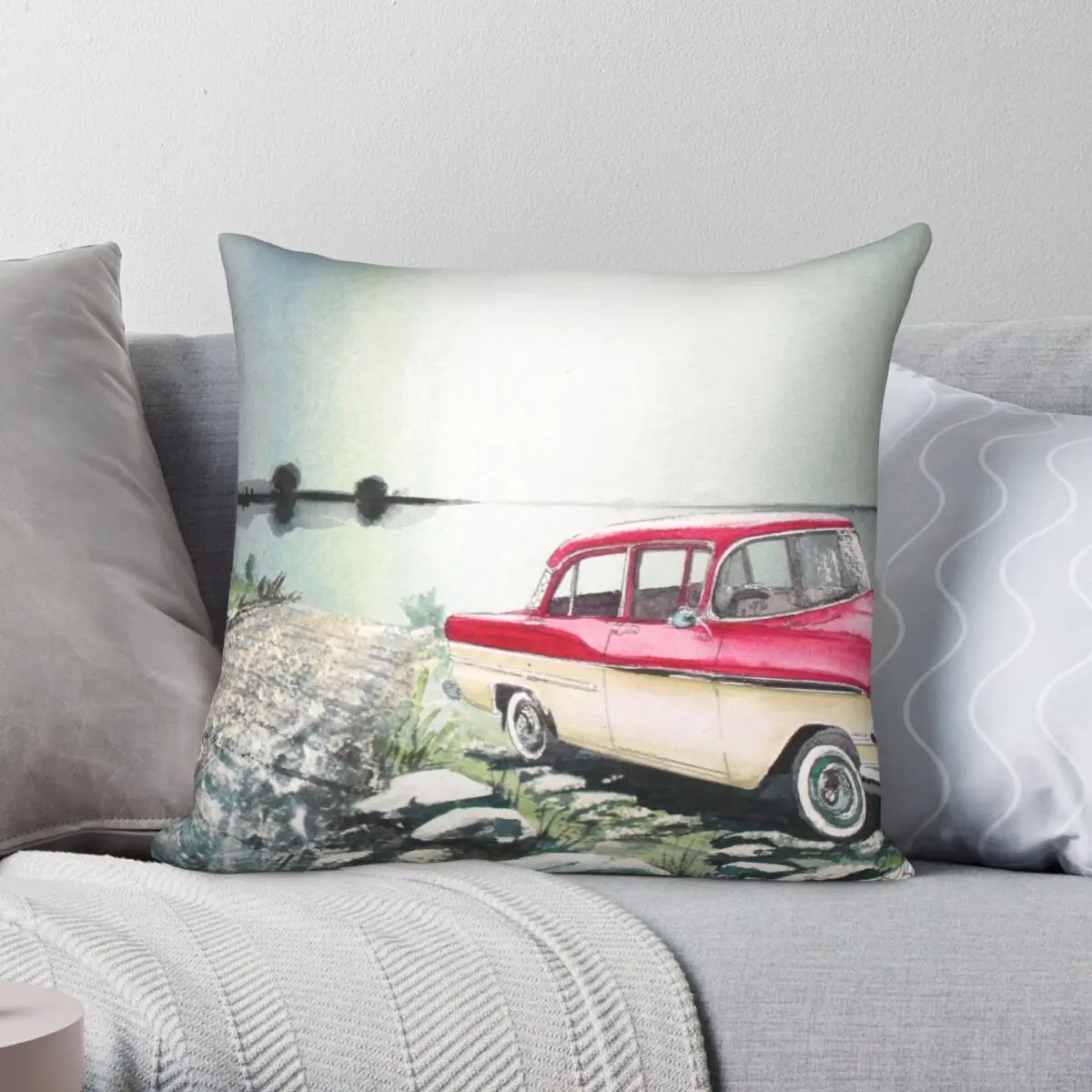 

Квадратная наволочка Down By The Jetty, полиэстер, лен, бархат, принт, молния, декор Чехлы на подушки для дома