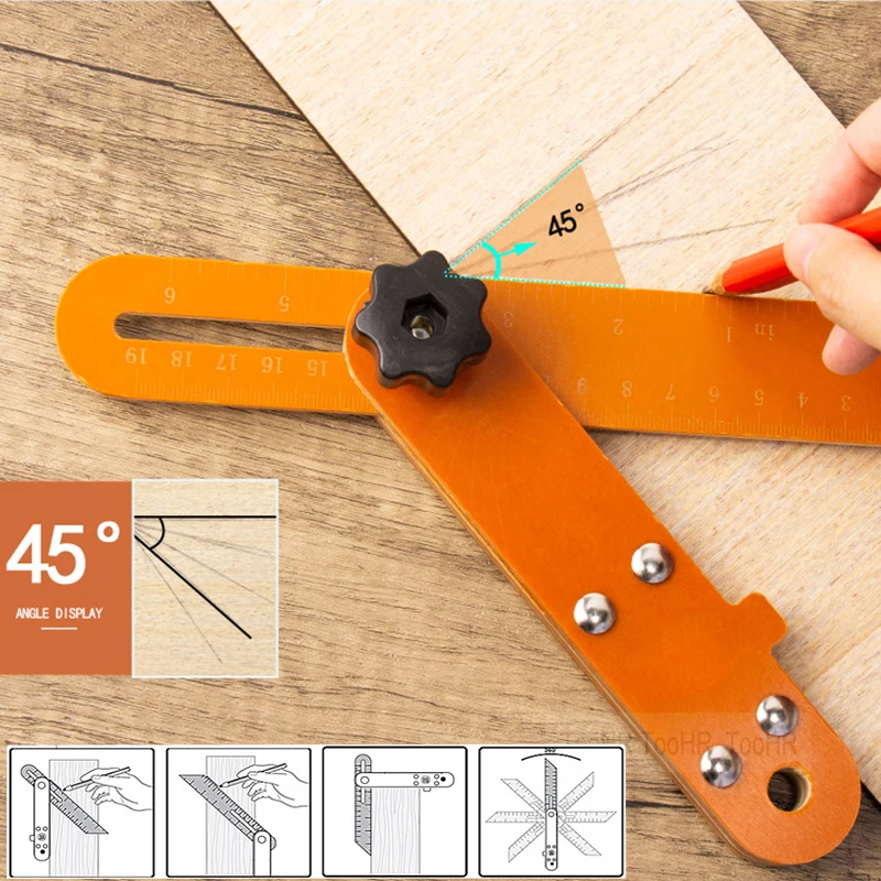 

Woodworking T-Bevel Angle w/Metric/Imperial Sliding Ruler Adjustable Measurement Protractor Marks Angle Gauge Square Multi Tool