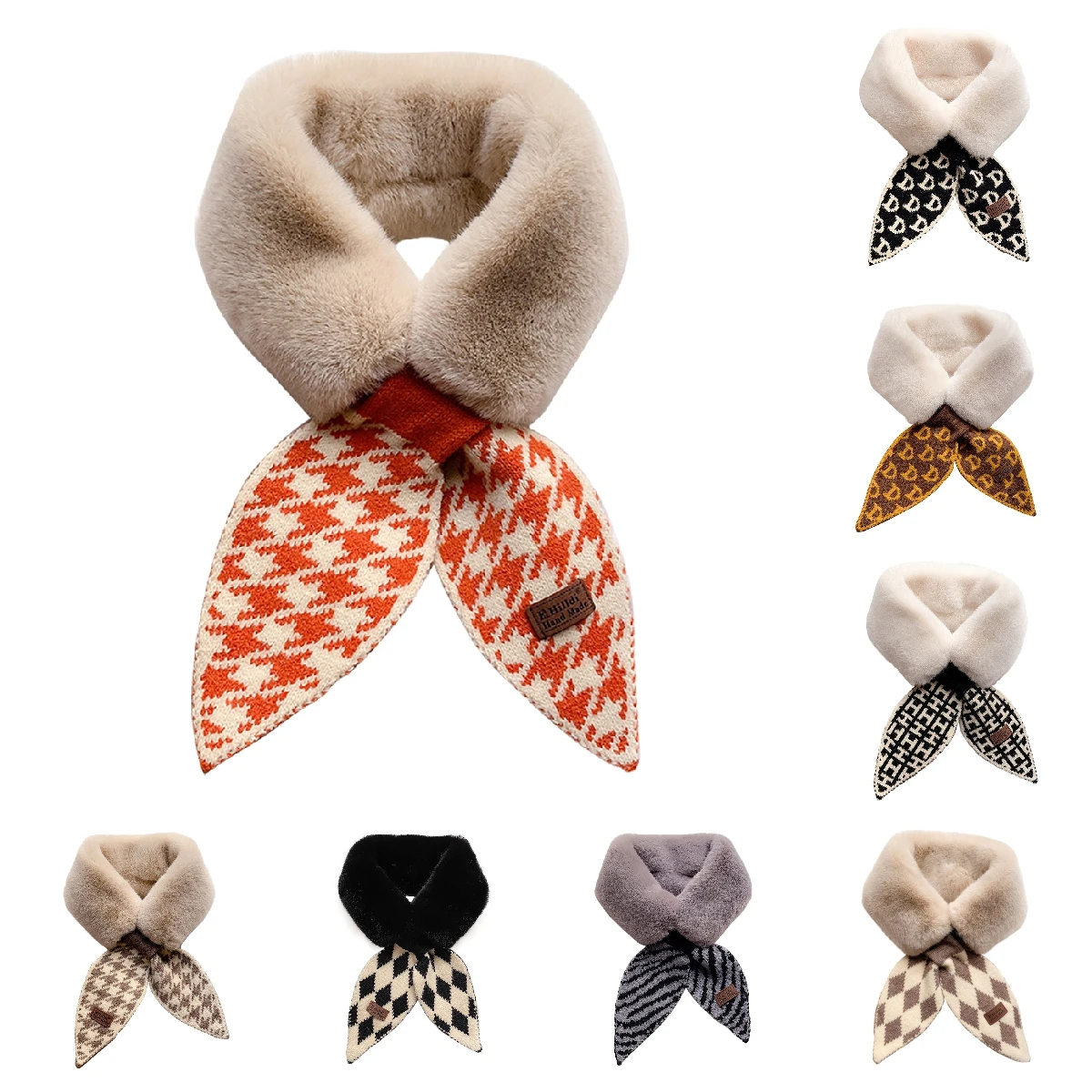 

Women Spring Autumn Scarf Lady Fur Collar Neck Gaiter Sunday Angora Yarns Muffler Fall Winter Neckerchief Knitted Neckpiece