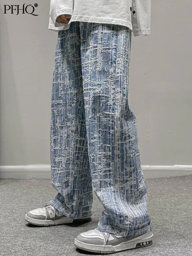 

Мужские джинсы PFHQ, осень 2022, уличные брюки со средней талией, трендовые модные мужские брюки, универсальные Красивые свободные штаны