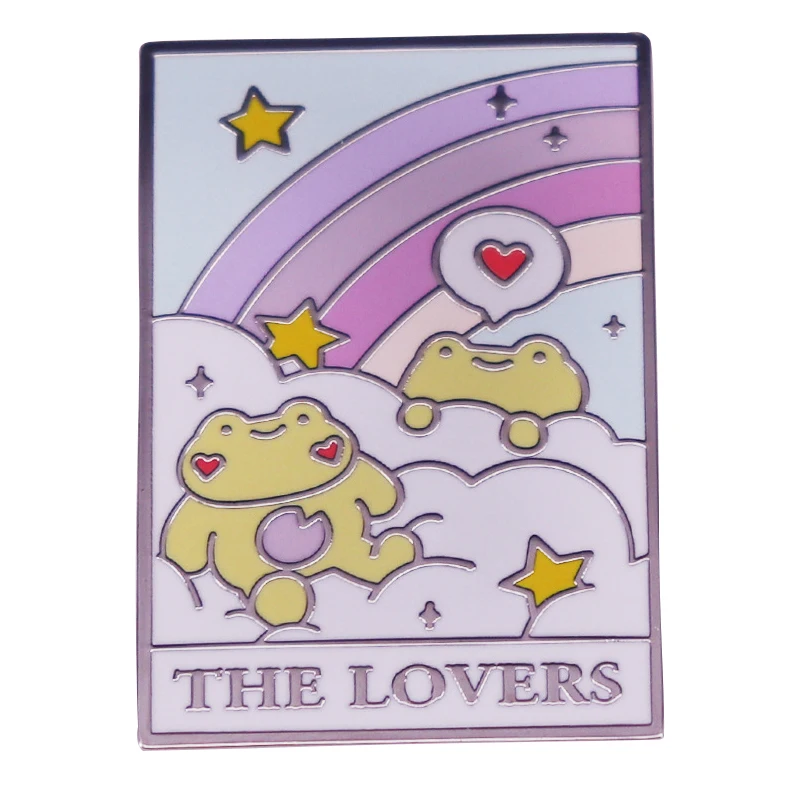 

Эмалированные заколки D1388 Froggy, милые Мультяшные лягушки, броши с tarot для влюбленных, значки на лацкан, бижутерия в виде животного, подарок для детей, друзей