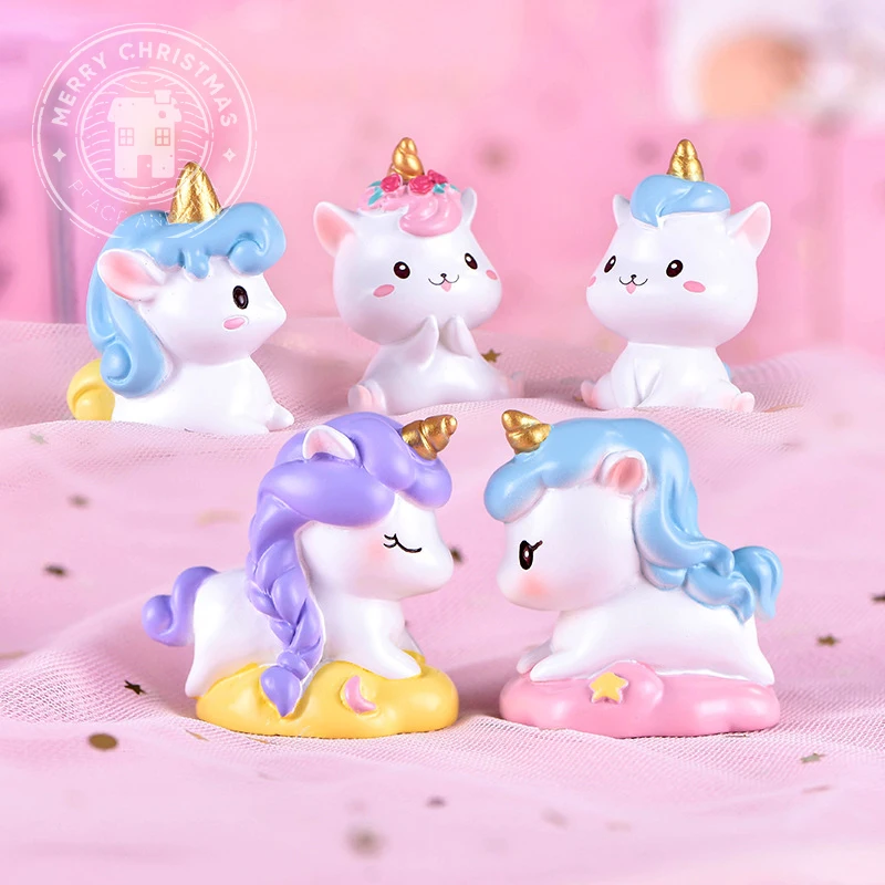 

New Cute Resin Unicorn Ornament Family Micro Landscape Decoration Mini Unicorn Crafts Miniatures Figurines For Home Decor