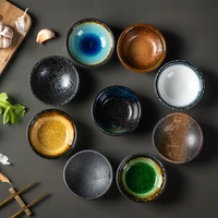 1pc japanese style ceramic round retro small snack sauce jar dish soy sauce vinegar dish small bowl home tableware set