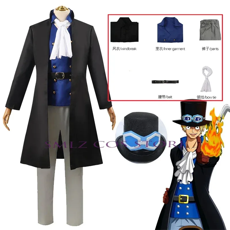 Фото НовыйSmlz cos аниме косплей униформа Сабо косплей костюм тренч шляпа Хэллоуин наряд для мужчин 2025 №1