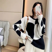 love hit color round neck simple fashion trend hong kong style long sleeved long sleeved autumn and winter new sweater