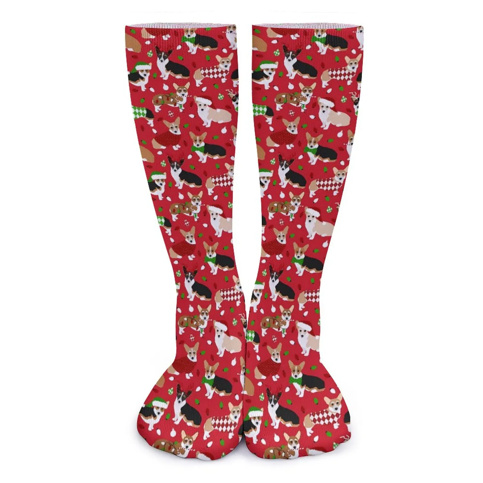 

Christmas Corgi Socks Dogs Print Elegant Stockings Ladies Quality Skateboard Socks Spring Design Anti Bacterial Socks