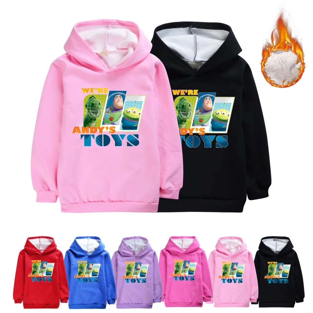 

2022 Disney Toy Story cartoon print autumn and winter children's clothing boys and girls fleece hoodie sweater