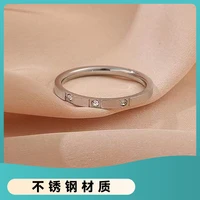 japan and south korea diamond set cool wind titanium steel ring simple personality retro ultra fine ring birthday party gifts