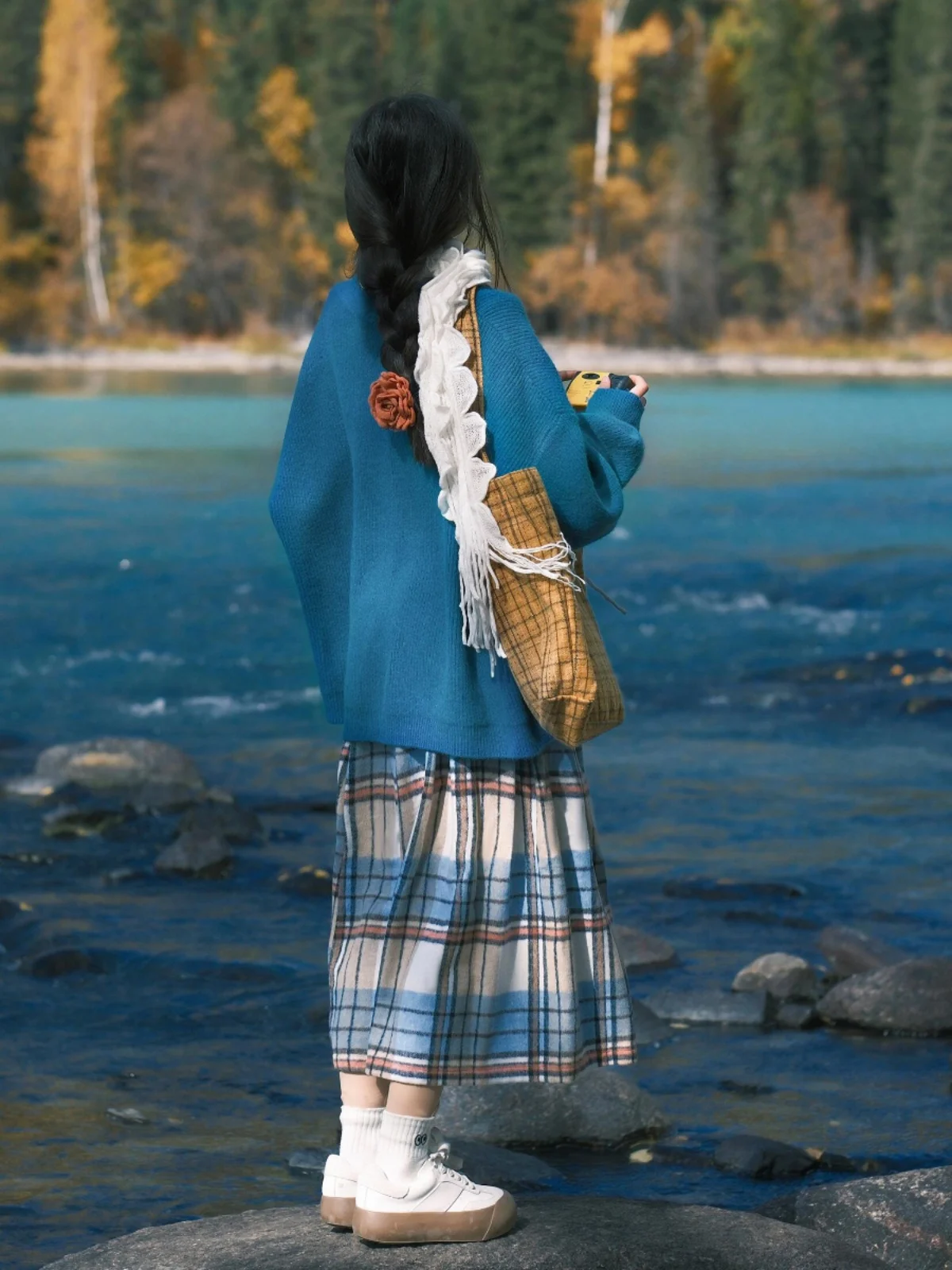 Женский вязаный кардиган средней длины Artistic Blue ~ Mori Look Lake осень 2024 свободная