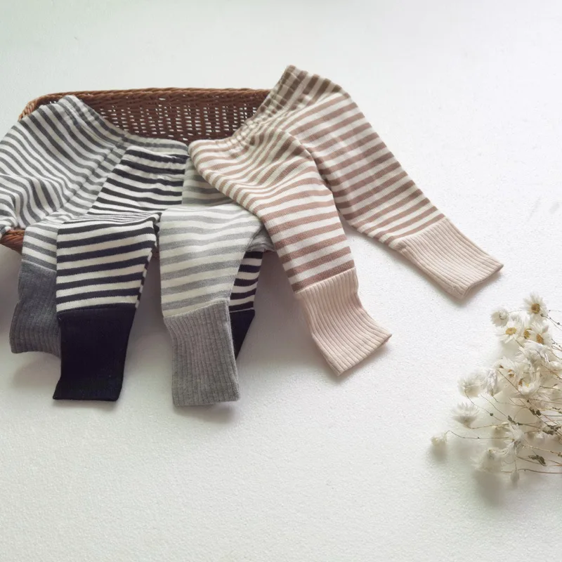 

Ins Infant Children Striped Homewear Leggings Spring Autumn Kid Girl Ribbed Casual Pants Boy Baby Cotton Trousers Infant Outfits