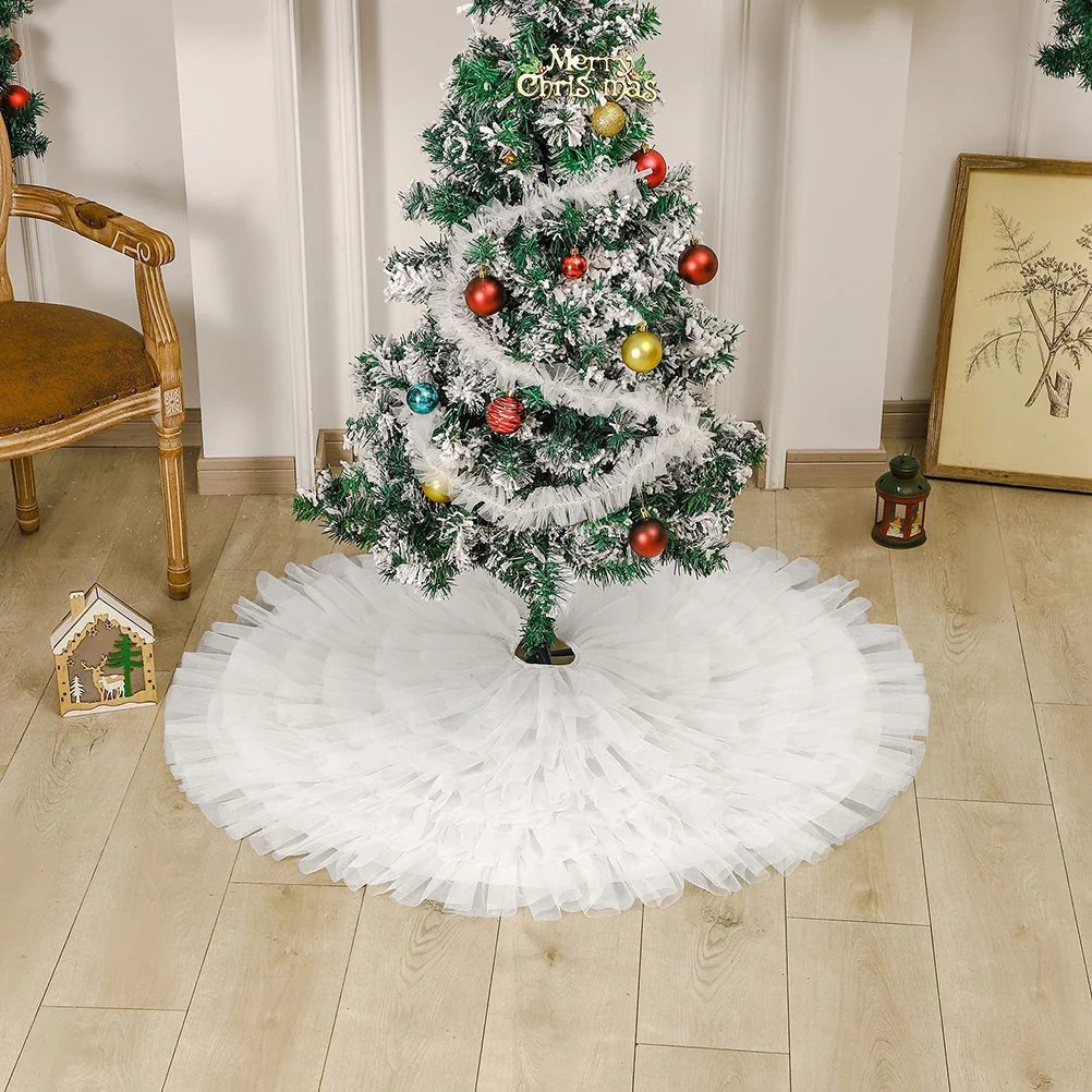 

Xmas Tree Skirt Decorative Christmas Tree Mat Skirt Party Ornament For Indoor Christmas Tree Solid Cake Tree Skirt Wedding Dress
