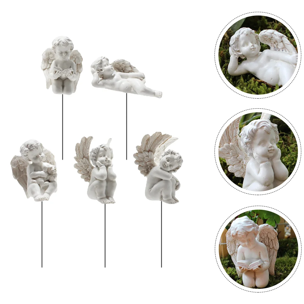 

5 Pcs Solar Lights Outdoor Decorative Angel Garden Decorations Outdoor Guardian Angel Statue Spiritual Gifts Angel Solar Light
