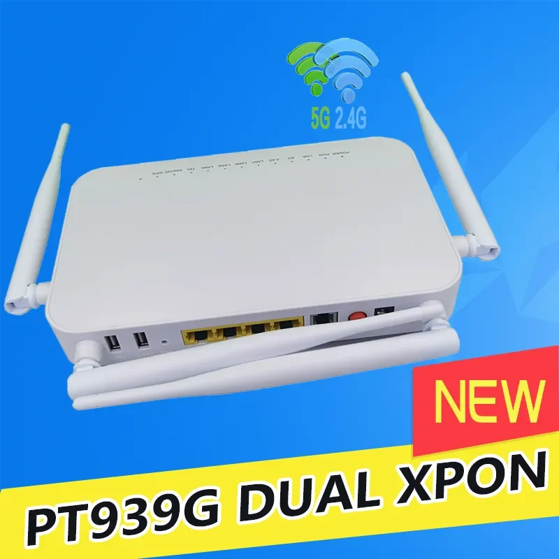 

100% оригинальный новый XPON ONU GE 2USB TEL HGU WIFI 2,4G & 5G двухдиапазонный ONT EPON/GPON английская версия PT939G оптическая лампа